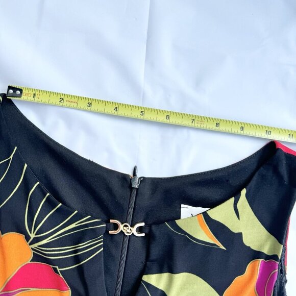 Joseph Ribkoff Dress Colourful Floral Fully Lined Ruffled sz 10 - Picture 5 of 16